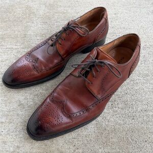 Magnanni Men’s  Leather Brogue  Wingtip  Oxford Shoes  Cognac  Size 13